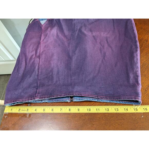 Wild Fable Denim Mini Skirt 12 Purple Coated High Rise Notch Front Stretch Micro - Picture 6 of 9